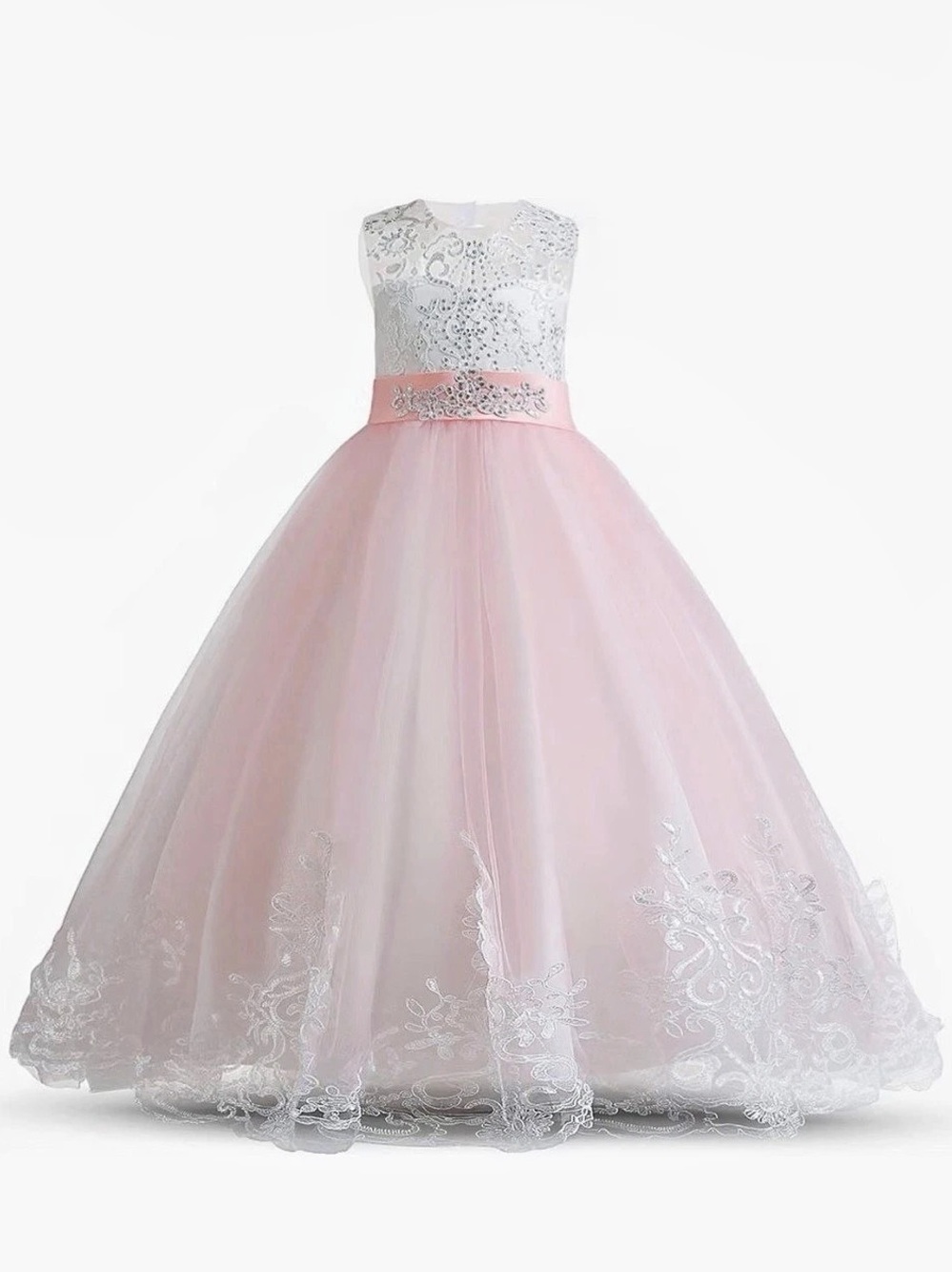 Pink & White Formal Lace Dress Like New